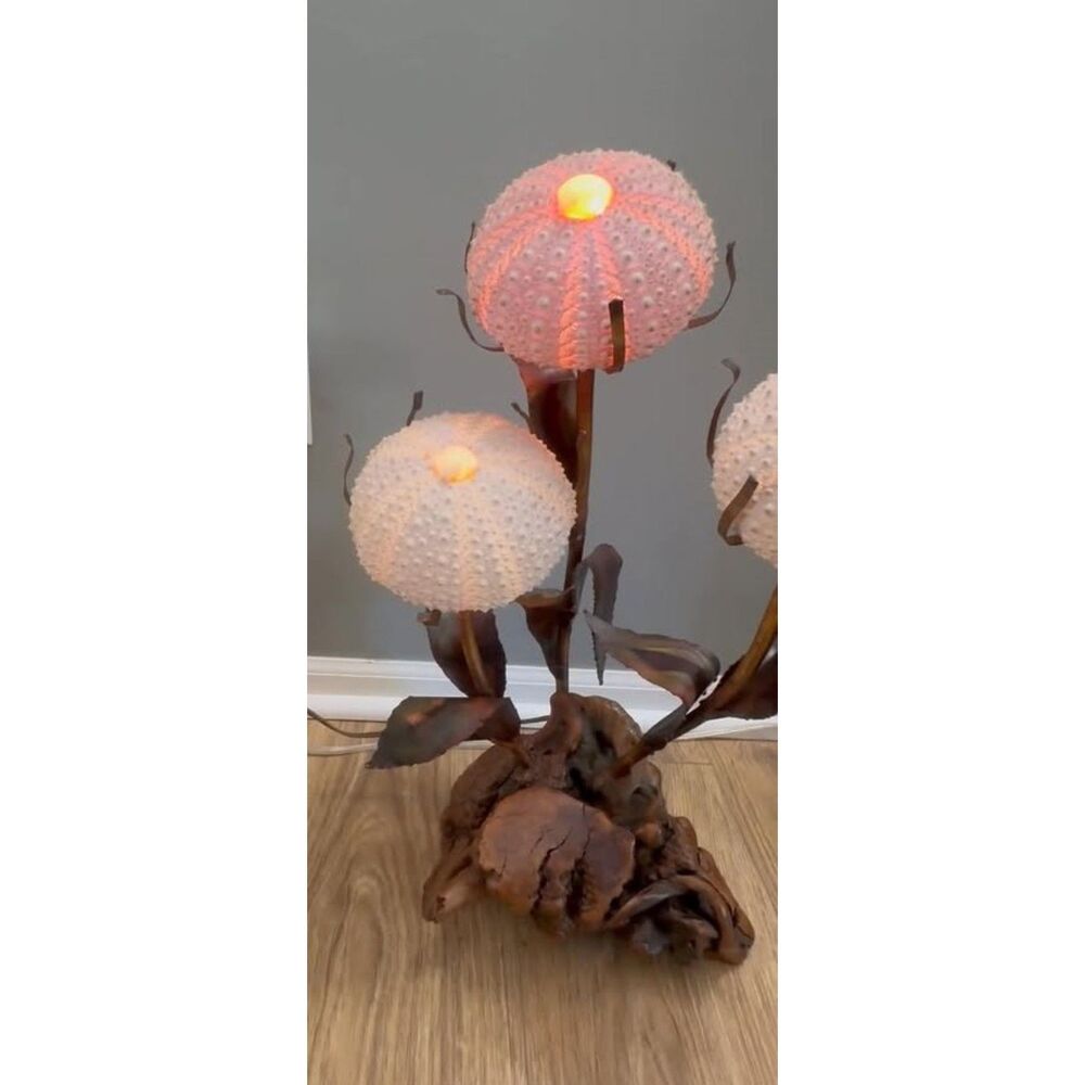Vintage Sea Urchin w/3 Urchin Lights on CA Drift Lamp, w/Stunning Copper Accents